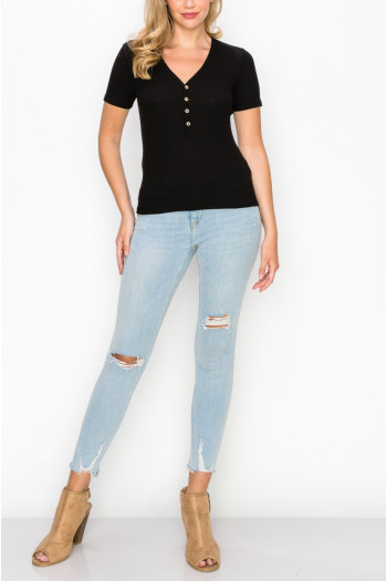 BABY THERMAL SHORT SLEEVE V NECK HENLEY